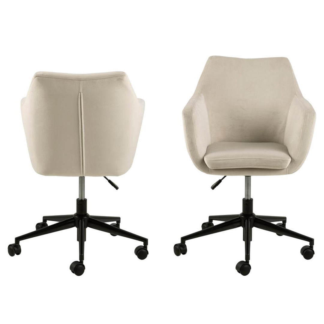 ACT NORDIC Nora skrivebordsstol m. armlæn sand polyester og sort metal