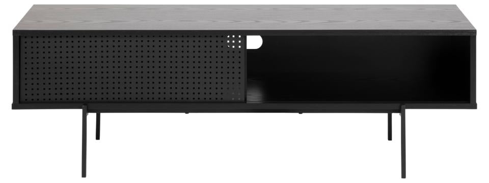 ACT NORDIC Angus TV-bord m. 1 skydelåge sort ask melamin og sort metal 140x40