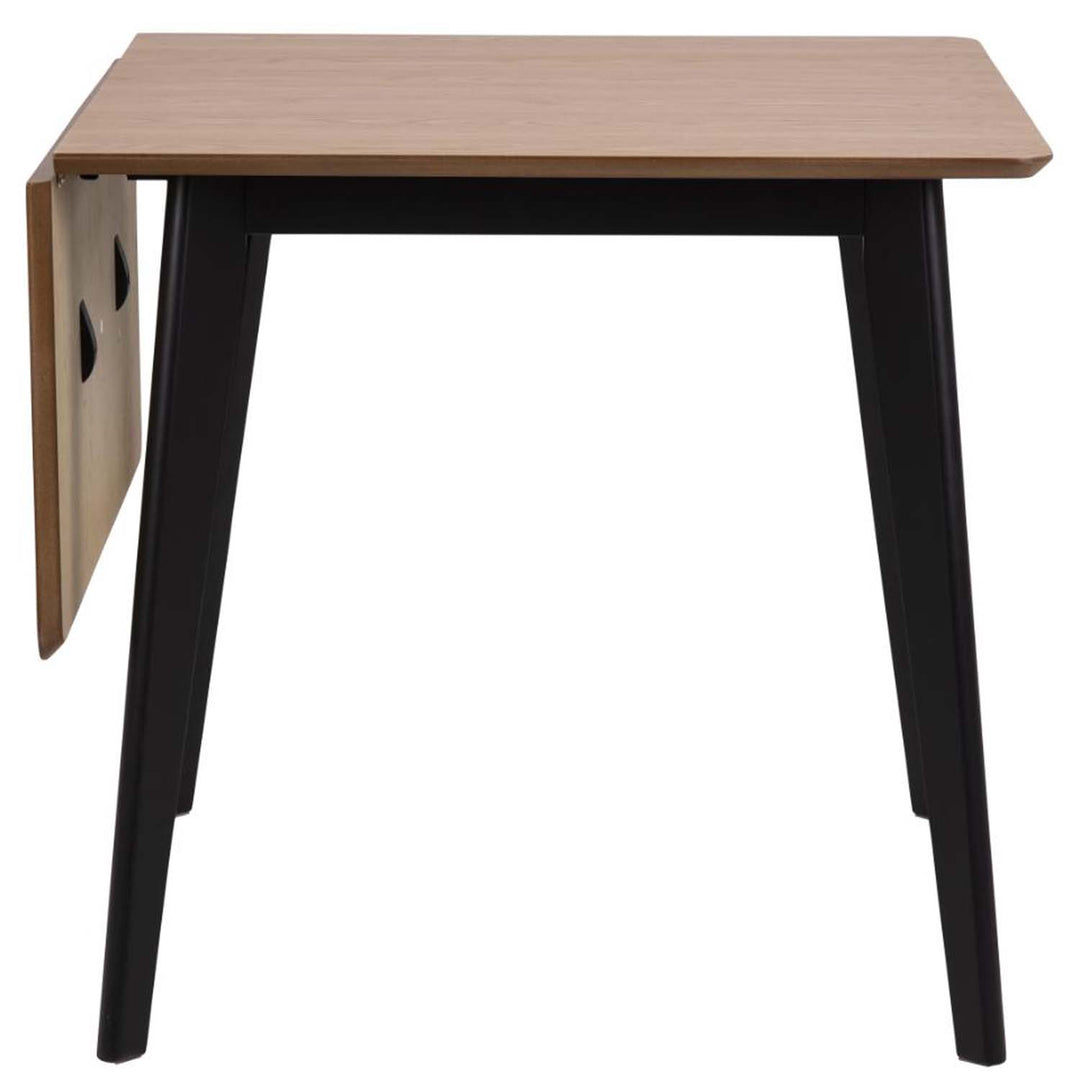 ACT NORDIC Roxby spisebord m. tillægsplade natur egefinér og sort gummitræ 80/120x80