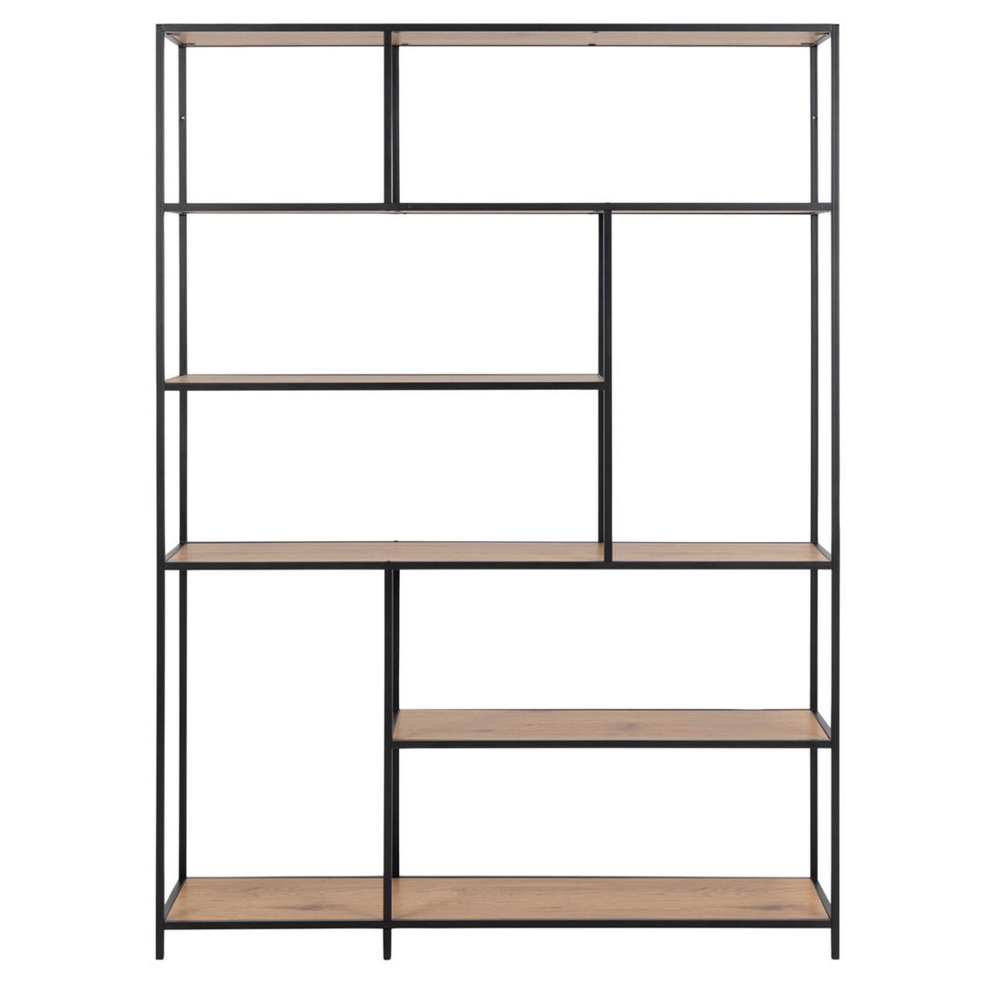 Produktbillede af ACT NORDIC Seaford bogreol natur papir vildeg og sort metal H:185cm x135cm x 35cm i premium kvalitet