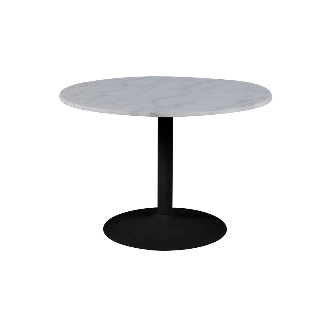 ACT NORDIC Rund Tarifa spisebord m. trompetfod hvid Guangxi marmor og sort metal Ø110