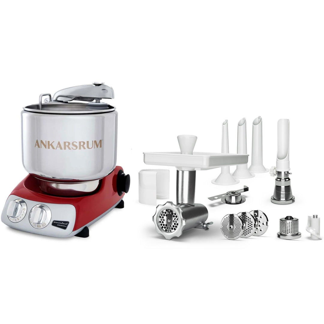 Ankarsrum Ankarsrum Assistent AKM 6230 røremaskine + komplet kødhakker, rød – close-up (Røremaskiner)