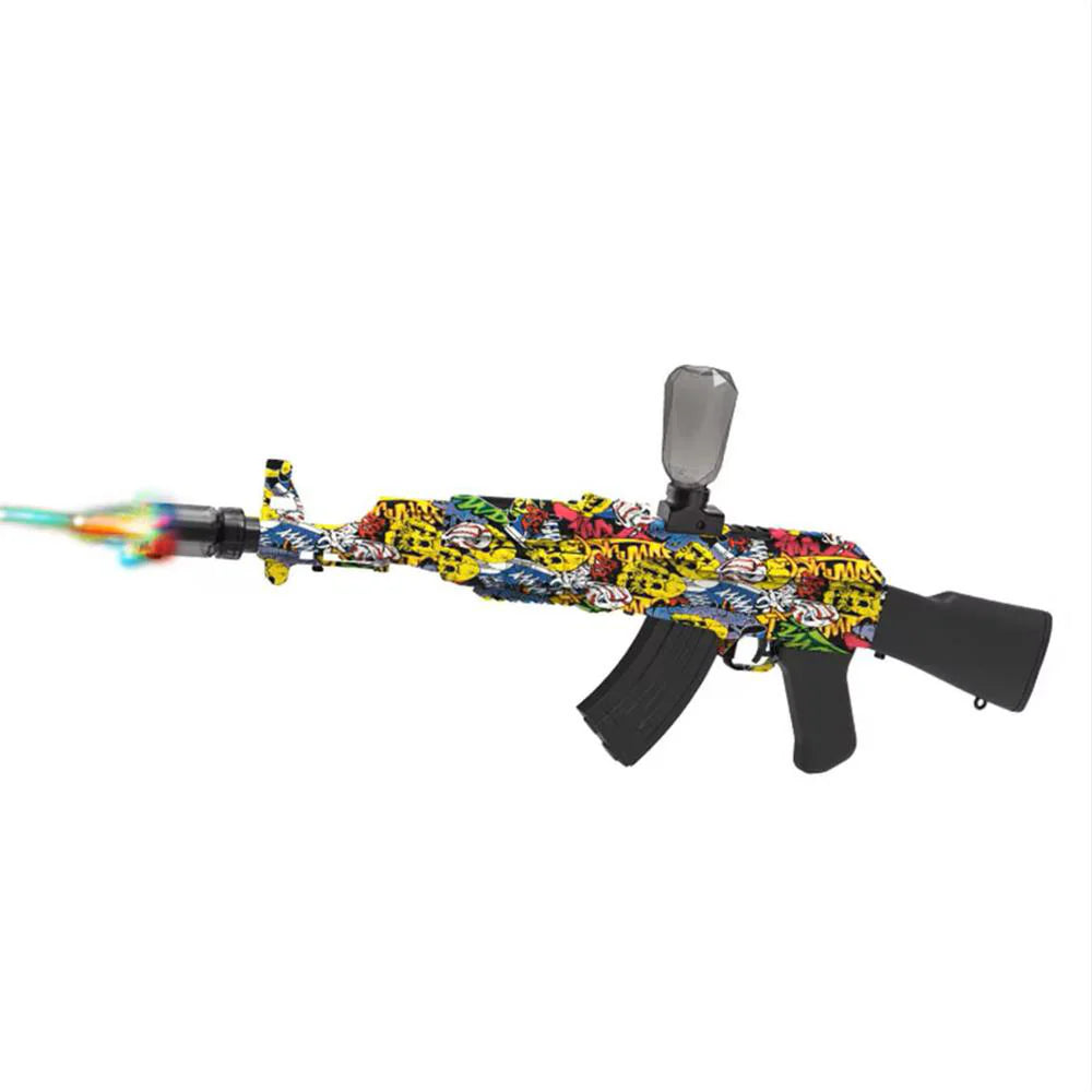 Gel Blaster AK47 elektrisk med sejt lys og røg Gul