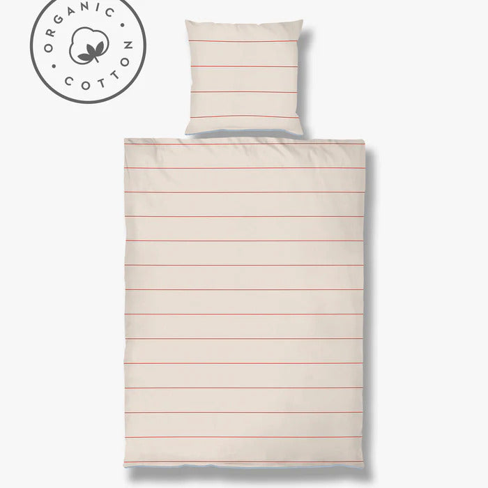 Produktbillede af Mette Ditmer ALIGN sengesæt Bright red / Sand 140 x 220 cm i premium kvalitet