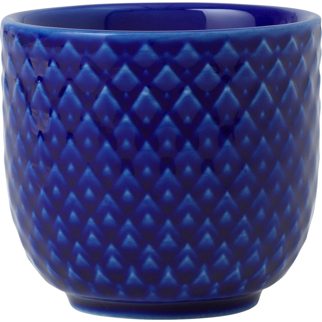 Lyngby porcelæn Lyngby porcelæn Rhombe Color æggebæger 5 cm. Mørkeblå – billede i brug (Æggebægre)