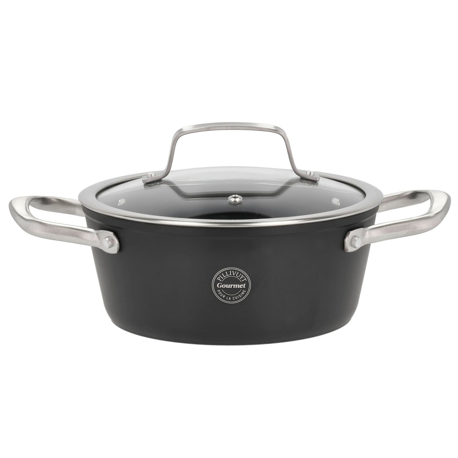 Pillivuyt Pillivuyt Travo gryde med glaslåg 2,1 liter 20 cm, sort aluminium – detaljebillede (Gryder)