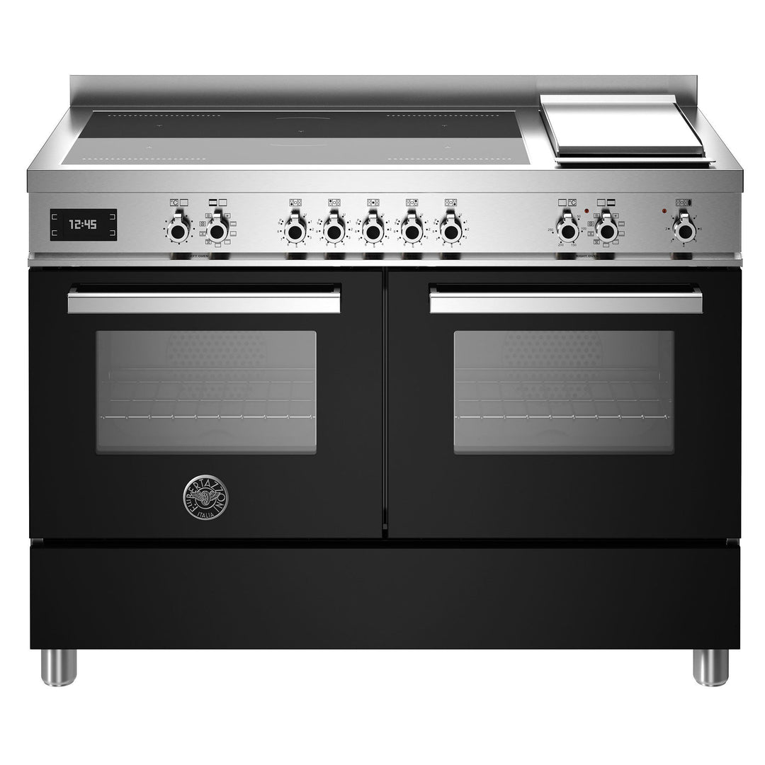 Bertazzoni Bertazzoni PRO125I2E Induktionskomfur med dobbelt ovn og stegeplade 120 cm, sort ❤ vinkelbillede (Komfurer)