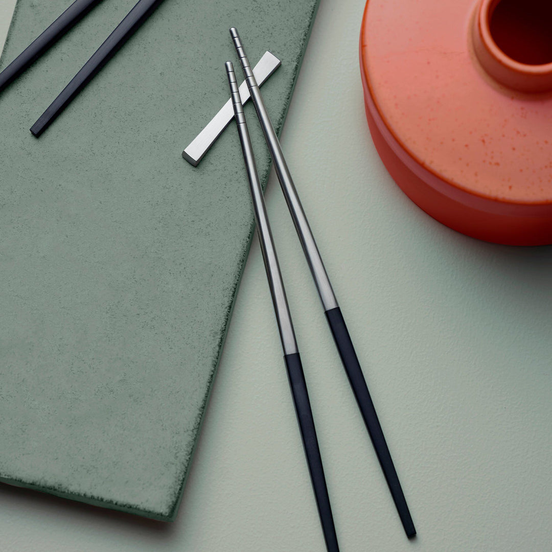 Gense Gense Focus de Luxe spisepinde-sæt 6 dele, sort/mat stål ❤ frontbillede (Spisepinde)