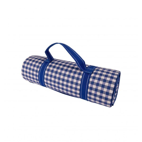 Produktbillede af Picnictæppe Blå/hvid Ternet By Bercato 150x135cm på tilbud i brug