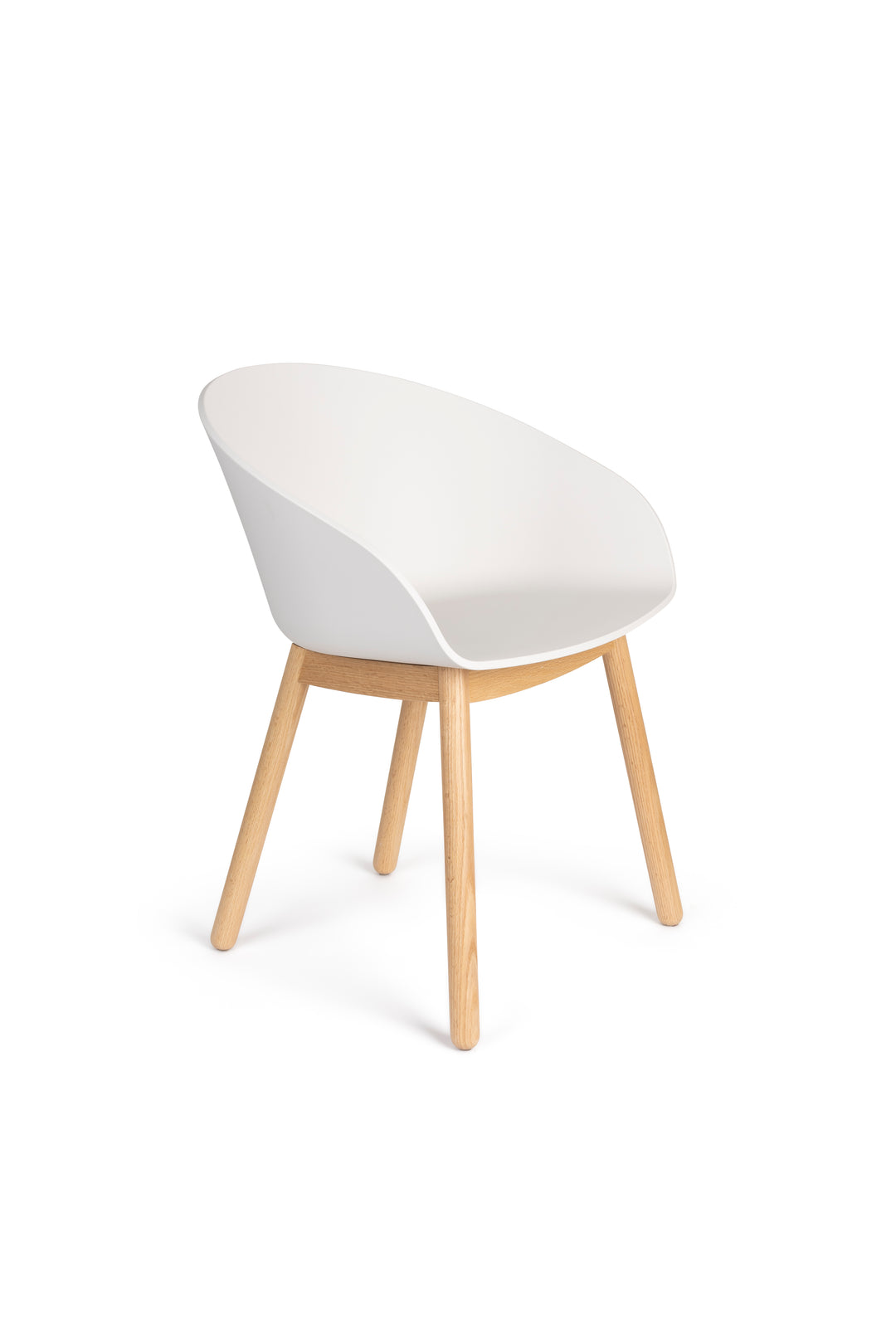 ZUIVER Void spisebordsstol m. armlæn mælkehvid genanvendt polypropylen og natur eg