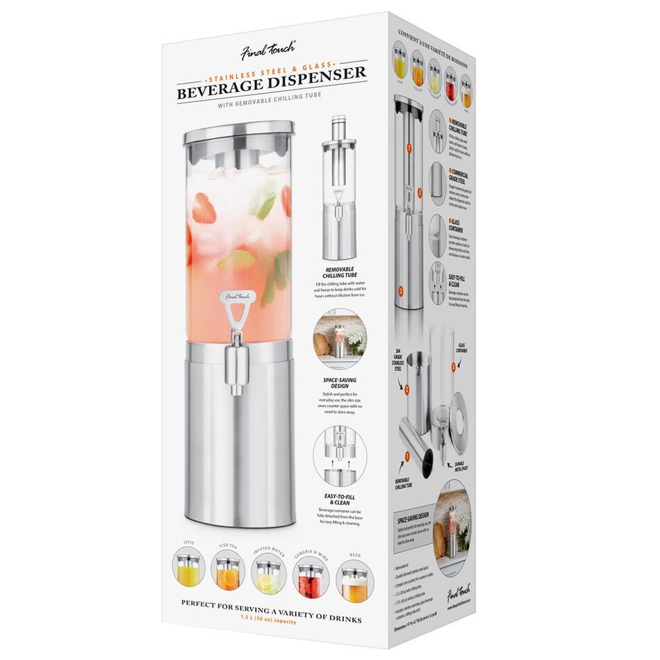 Final Touch Stål Drinks Dispenser / Køler 1,5l ✔ Kæmpe udvalg i  Final Touch ✔ Billig fragt og hurtig levering 2 - 5 hverdage - Varenummer: BAR-17640 / Ean: '886245011281 på lager - Udsalg på Glas | Glas til baren | Drinksdispensere Spar op til 58% - Over 324 kendte brands på udsalg