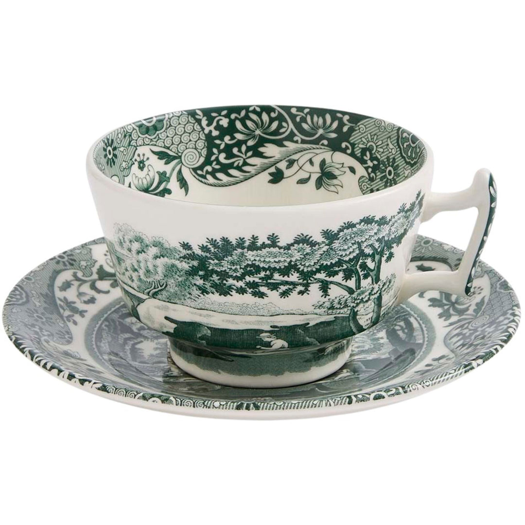 Spode Spode Heritage Green Italian tekop med underkop 20 cl, grøn/hvid ❤ produktfoto (Tekopper)