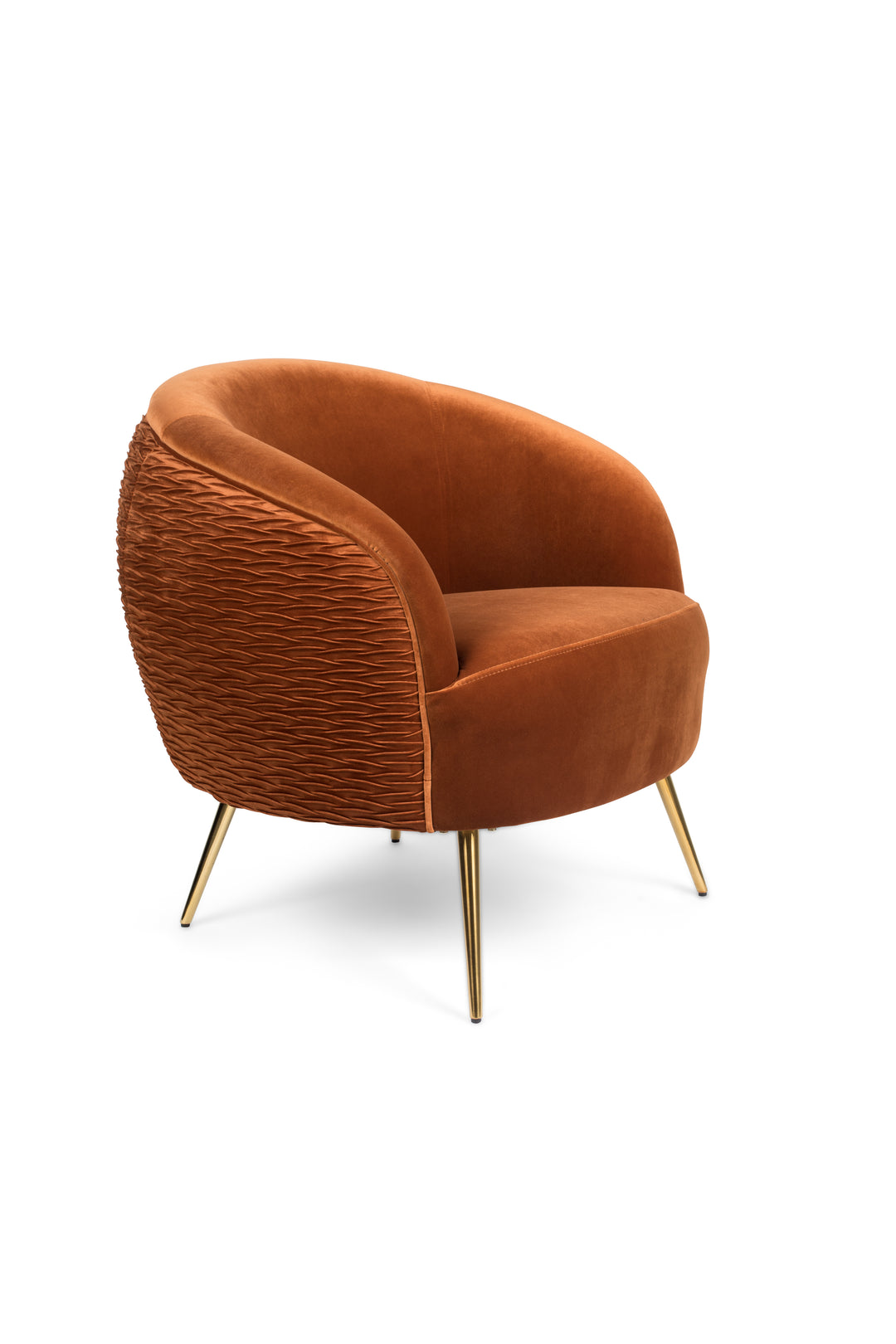 BOLD MONKEY So Curvy loungestol m. armlæn orange fløjl polyester og guld stål