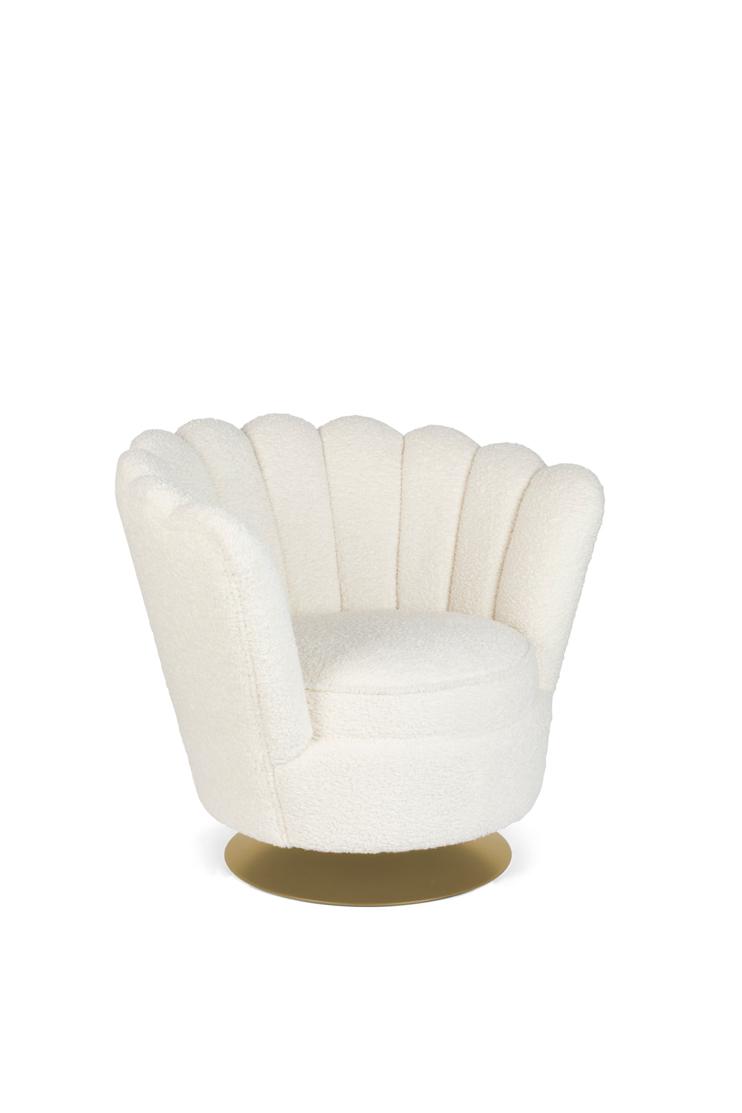 BOLD MONKEY Mother Of All Shells drejestol m. armlæn hvid bamsestof polyester og guld stål