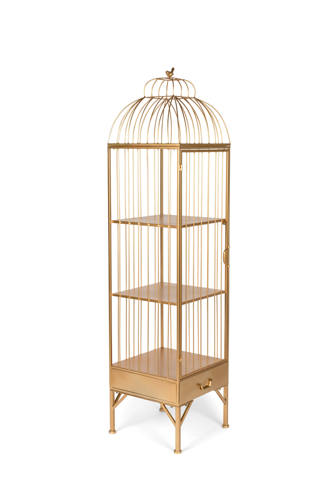 BOLD MONKEY Unlock Me skab fuglebur design m. 1 låge 3 hylder og 1 skuffe messing jern