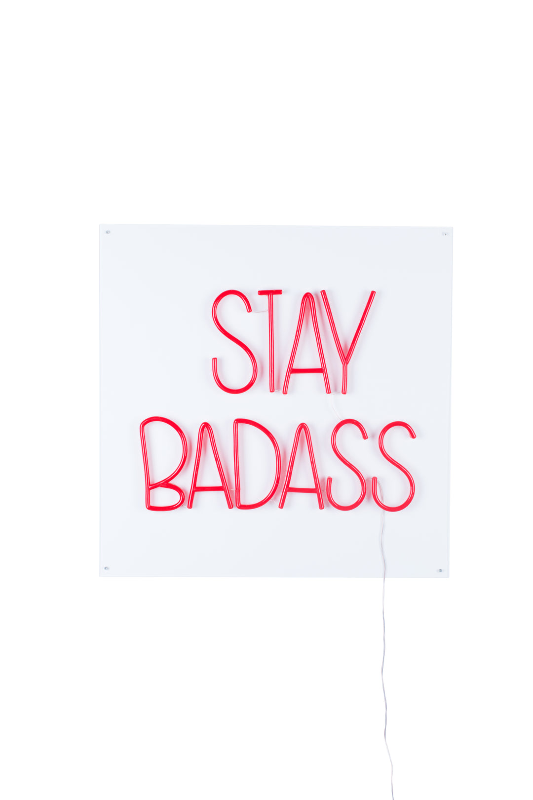 BOLD MONKEY Stay Badass LED neon lysskilt kvadratisk rød PVC og akryl 80x80