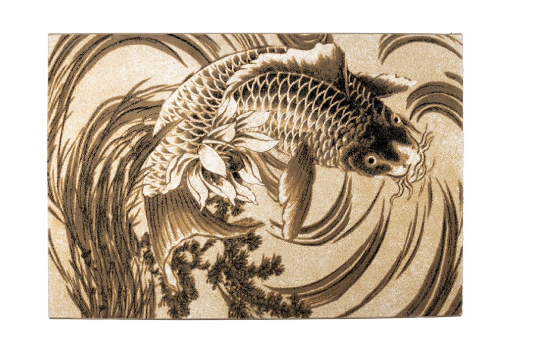BOLD MONKEY The legend of Koi gulvtæppe rektangulær beige/sort/grå polypropylen/decolan 160x230