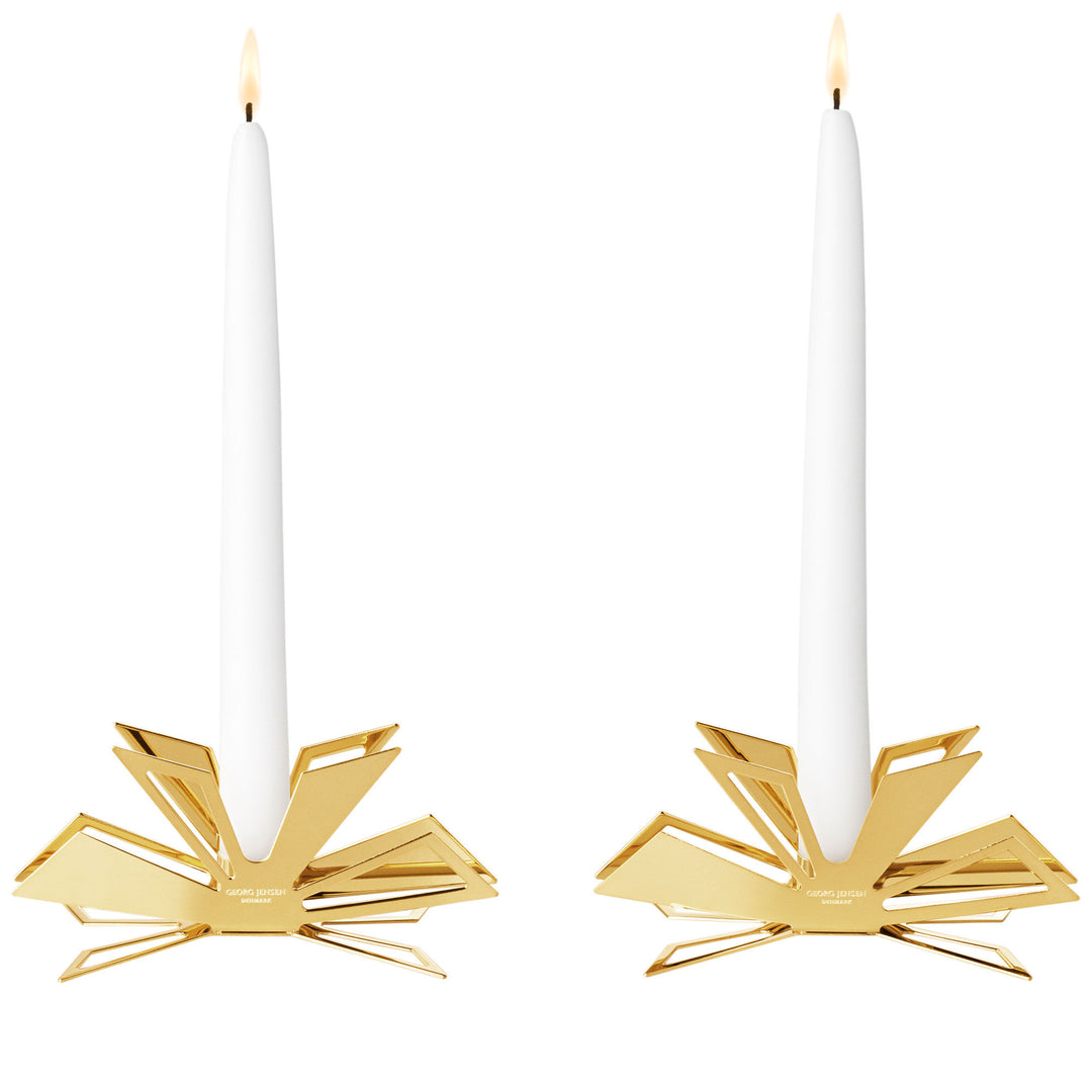 Georg jensen Georg Jensen CC 2025 Taper lysestage 18K-belagt 2-pak – frontbillede (Lysestager)