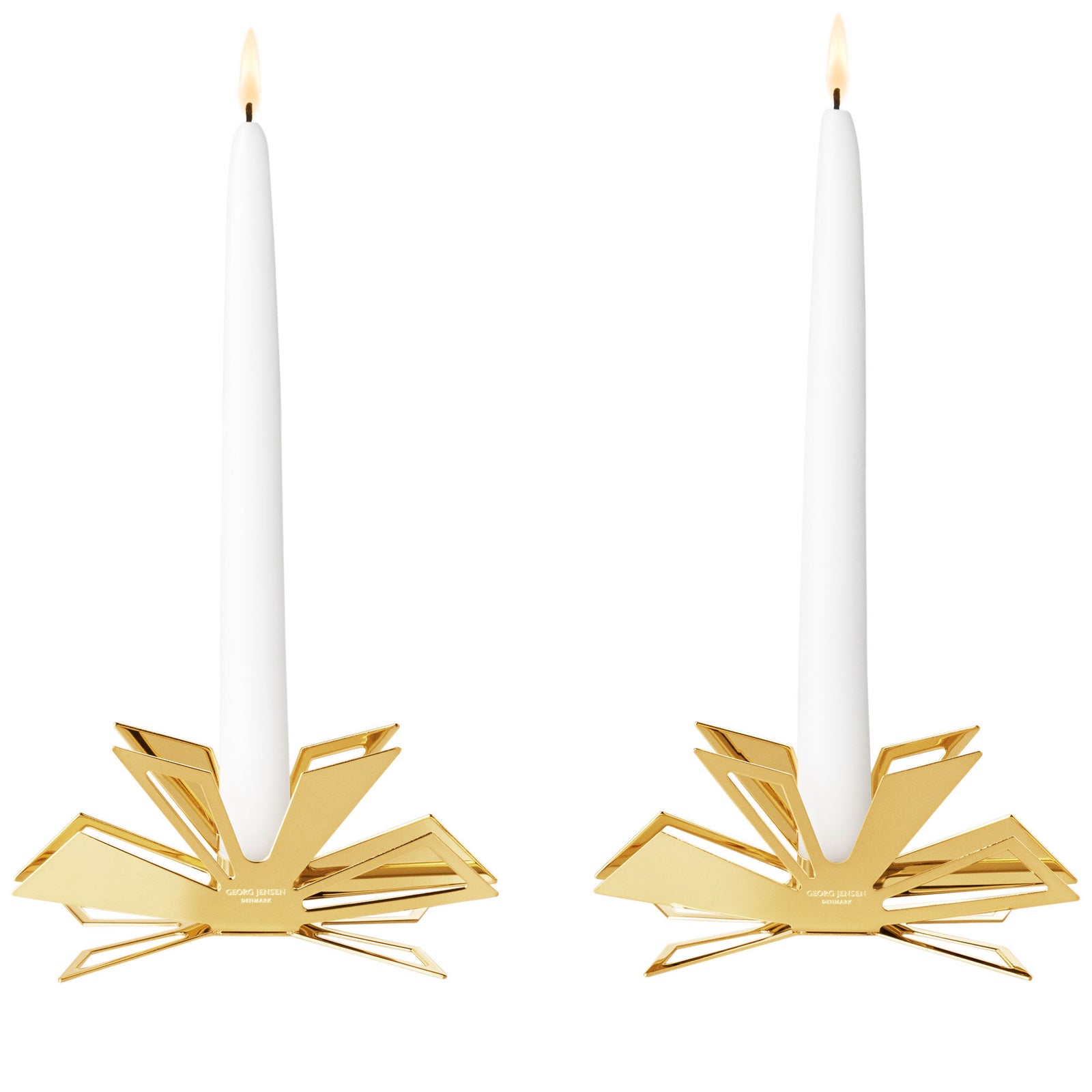 Georg jensen Georg Jensen CC 2025 Taper lysestage 18K-belagt 2-pak – frontbillede (Lysestager)