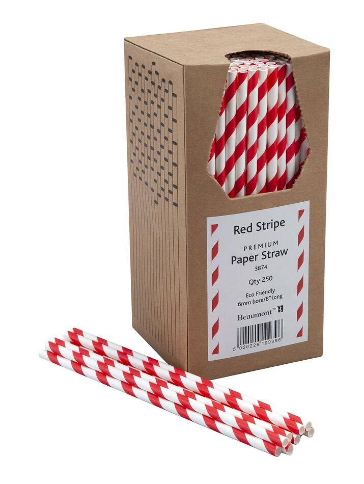 Papirsugerør 20cm 6mm Rød & Hvid Stribet Pk 250 ✔ Kæmpe udvalg i  Beaumont ✔ Billig fragt og hurtig levering 2 - 5 hverdage - Varenummer: BAR-12482 / Ean: &