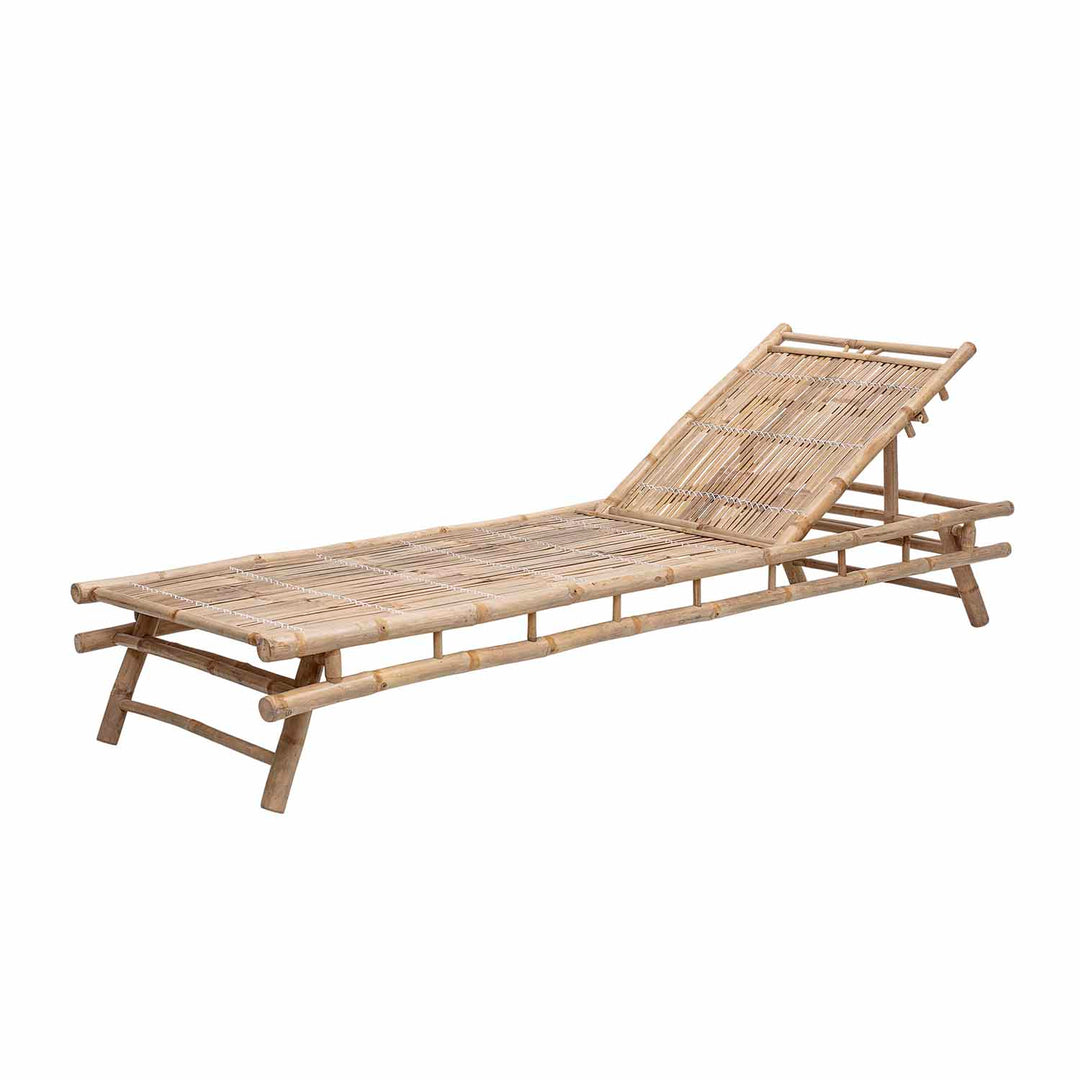 Produktbillede af BLOOMINGVILLE Sole liggestol m. justerbar ryg foldbar natur bambus 220x74 i premium kvalitet