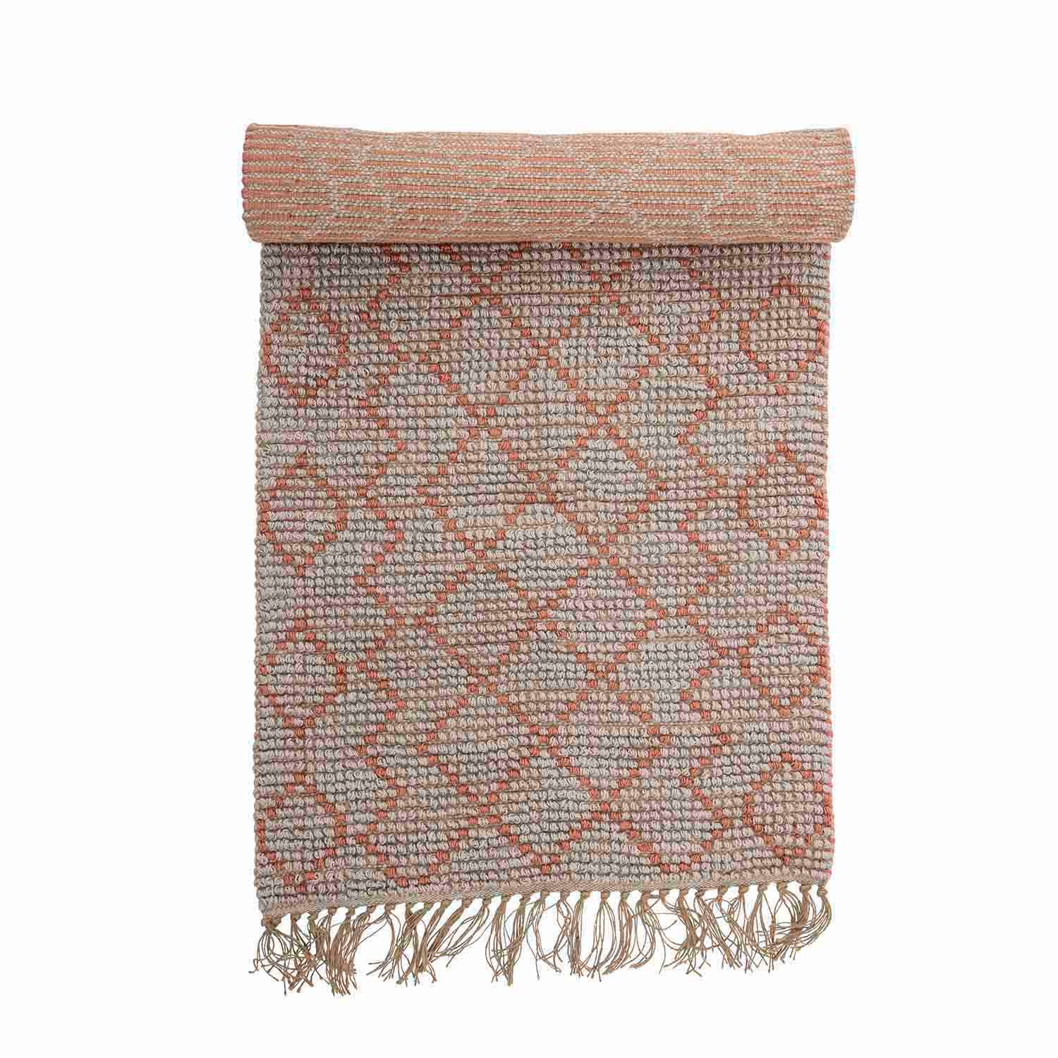 Produktbillede af BLOOMINGVILLE Abriella gulvtæppe rektangulært orange/natur vævet jute 200x70 i premium kvalitet