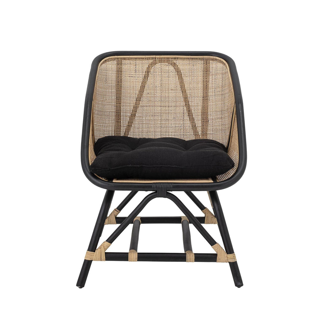 Produktbillede af BLOOMINGVILLE Loue loungestol m. armlæn og hynde sort/natur rattan i premium kvalitet