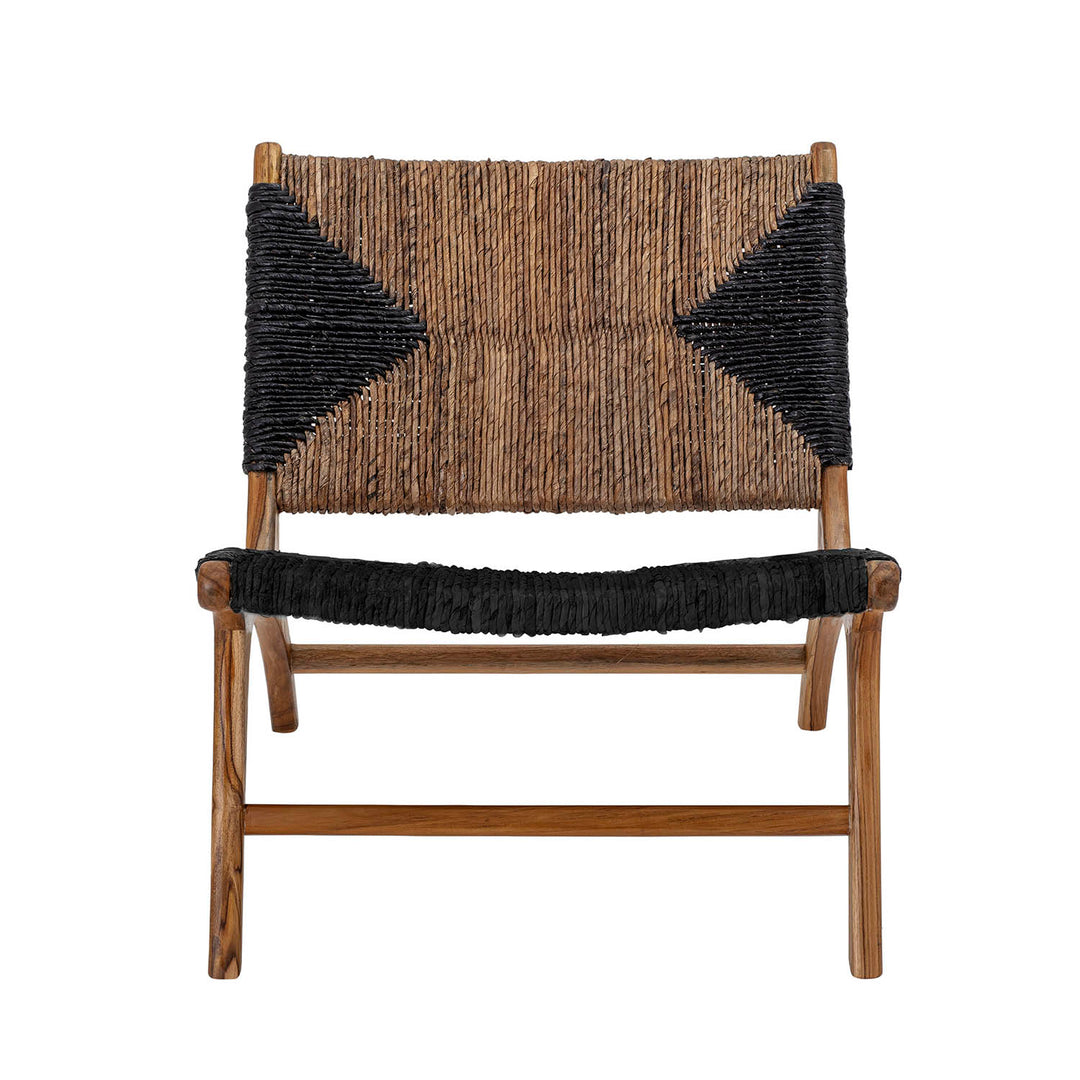 CREATIVE COLLECTION Grant loungestol brun/sort bananblade og brun teaktræ