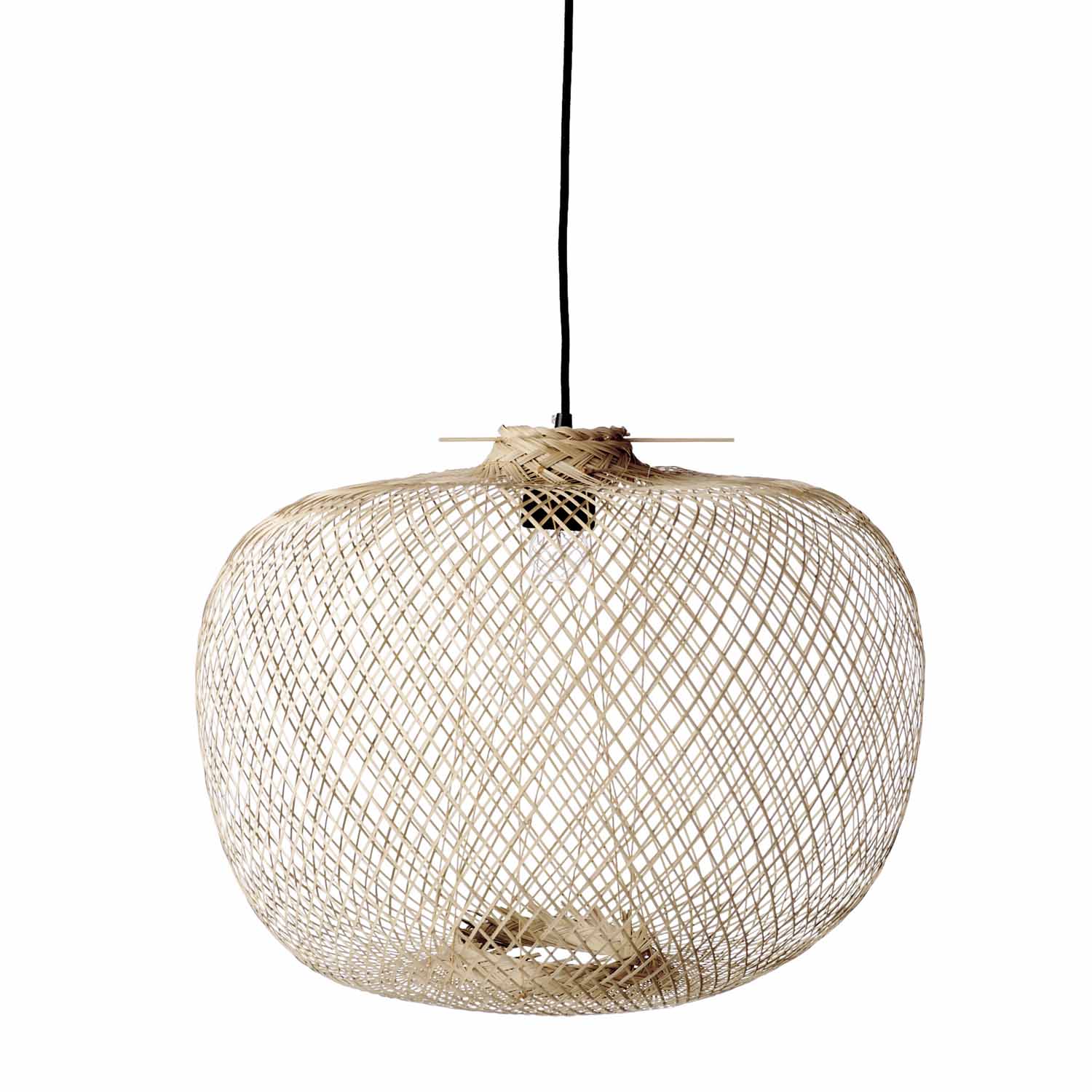 Produktbillede af BLOOMINGVILLE Rodi pendel loftslampe rund natur bambus Ø 42 i premium kvalitet