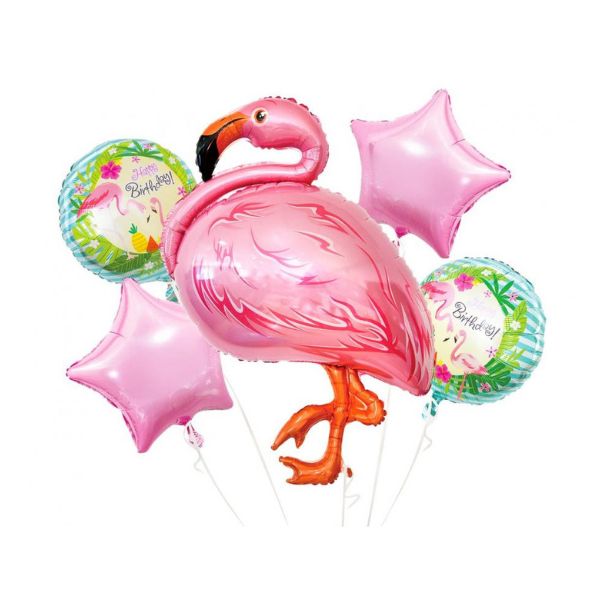 Produktbillede af Folieballon Flamingo Sæt / 5 Stk. på tilbud i brug