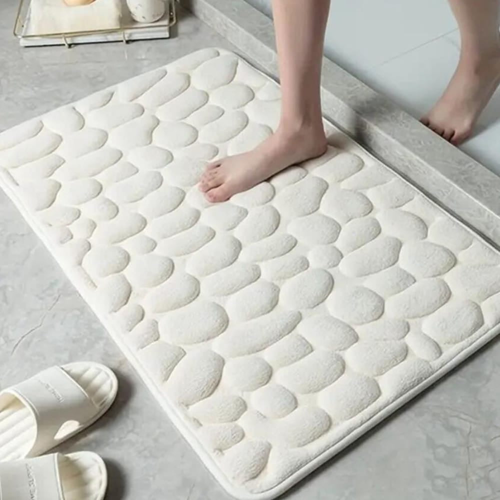 Produktbillede af Absorberende Bademåtte med Skridsikker Bund Hvid / 50 x 80 cm på tilbud