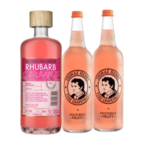Produktbillede af Rhubarb & Grapefruit Månedens Cocktail Drinkspakke på tilbud – premium kvalitet og detaljer
