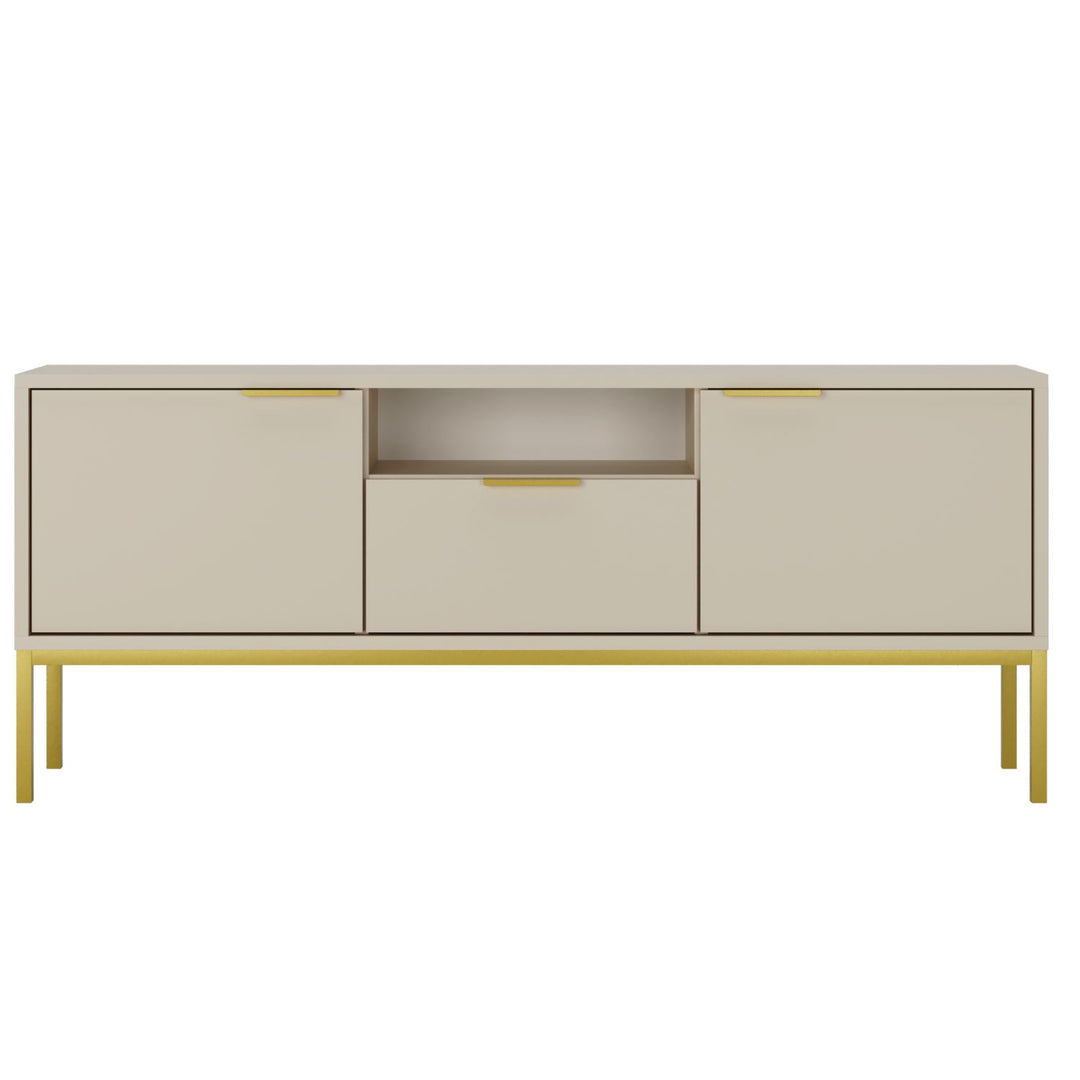 KOCOT Austin TV-bord 135 m. 2 låger 1 hylde 1 skuffe -cashmere laminat og guld stål 135x33
