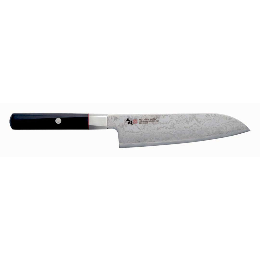 Zanmai Zanmai Splash Hybrid Damaskus Santoku 18 cm. ❤ produktfoto i kategorien Kokkekniv