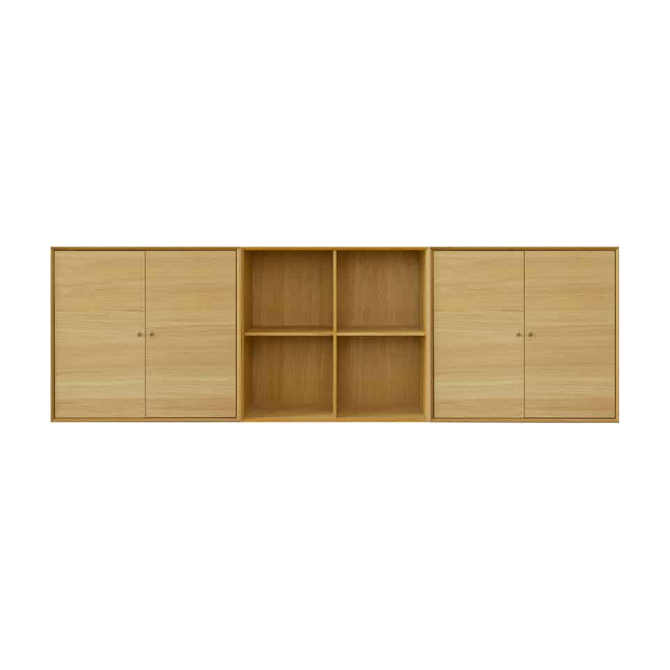 Reolopstilling 5 fra The Box, reolsystem i eg og lakeret MDF