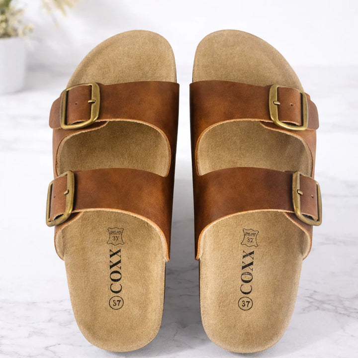 Klassiske Bio Sandaler i Læder m/skålet hæl og tå greb brune eller sorte Brun str. 38