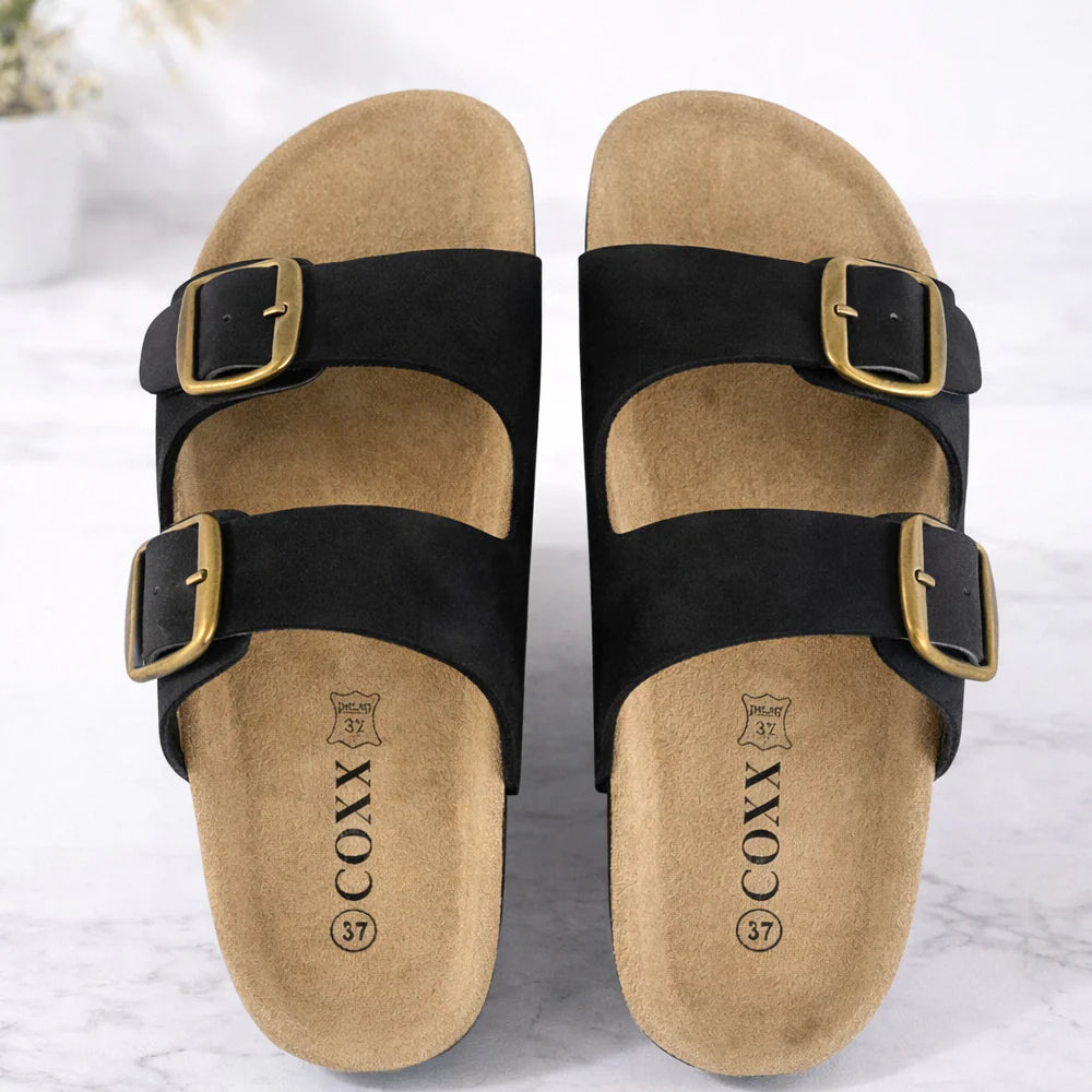 Klassiske Bio Sandaler i Læder m/skålet hæl og tå greb brune eller sorte Sort str. 41