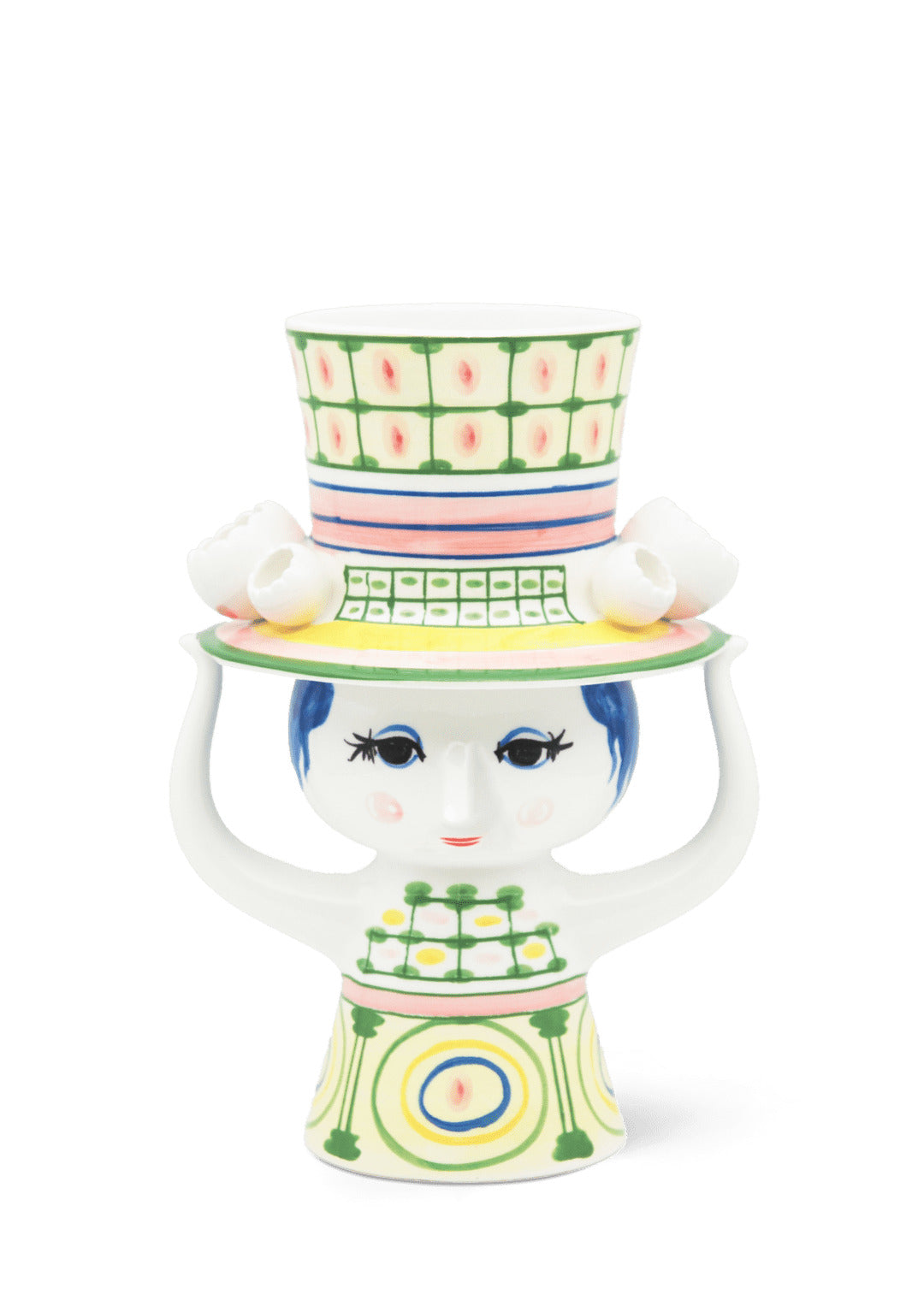 Produktbillede af Bjørn Wiinblad Wiinblad Dame med hat Vase H24.5 cm grøn i premium kvalitet