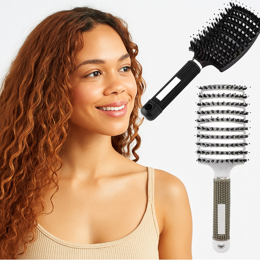 Produktbillede af Anti-filt hårbørste m. vildsvinehår skånsom til vådt og tørt hår Sort på tilbud