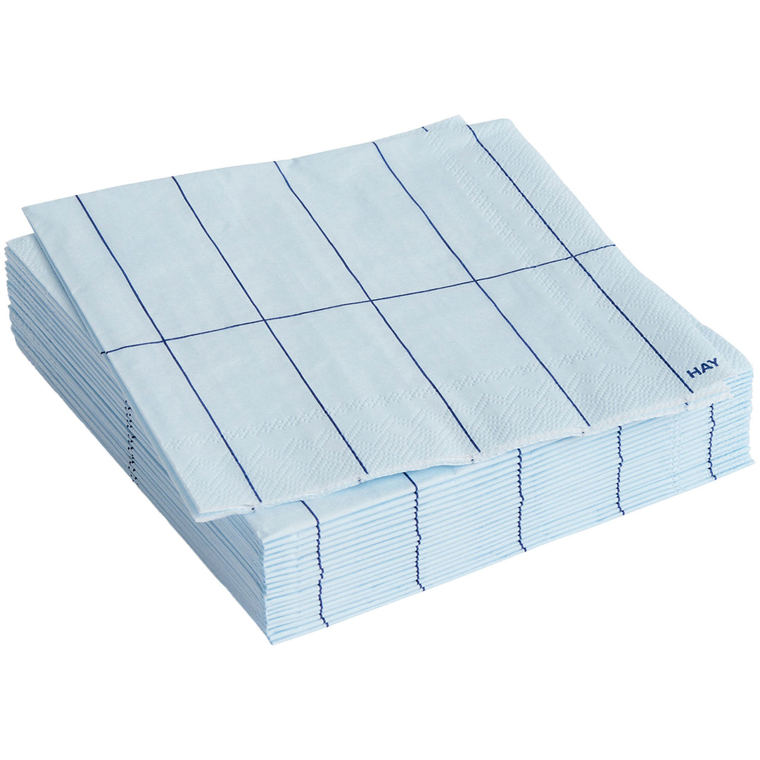 Hay HAY Pattern Cocktailservietter Light Blue Blue Grid 20 stk. – close-up (Serviet)