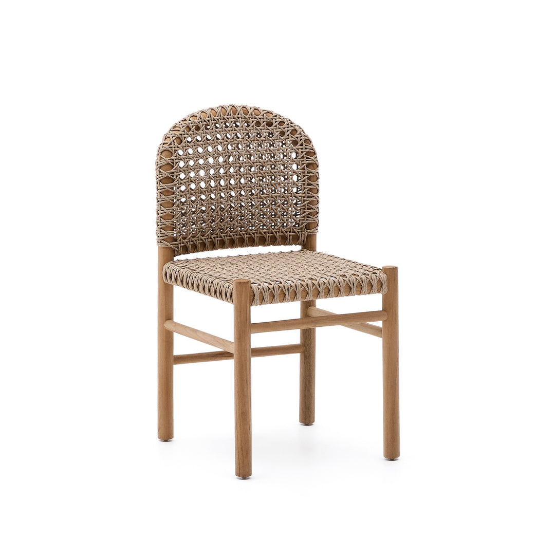 KAVE HOME Tavira havestol beige rebsnor og natur teaktræ