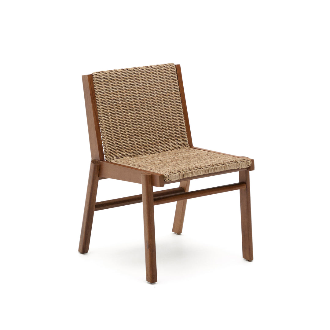 KAVE HOME Itani havestol beige syntetisk rattan og brun akacietræ