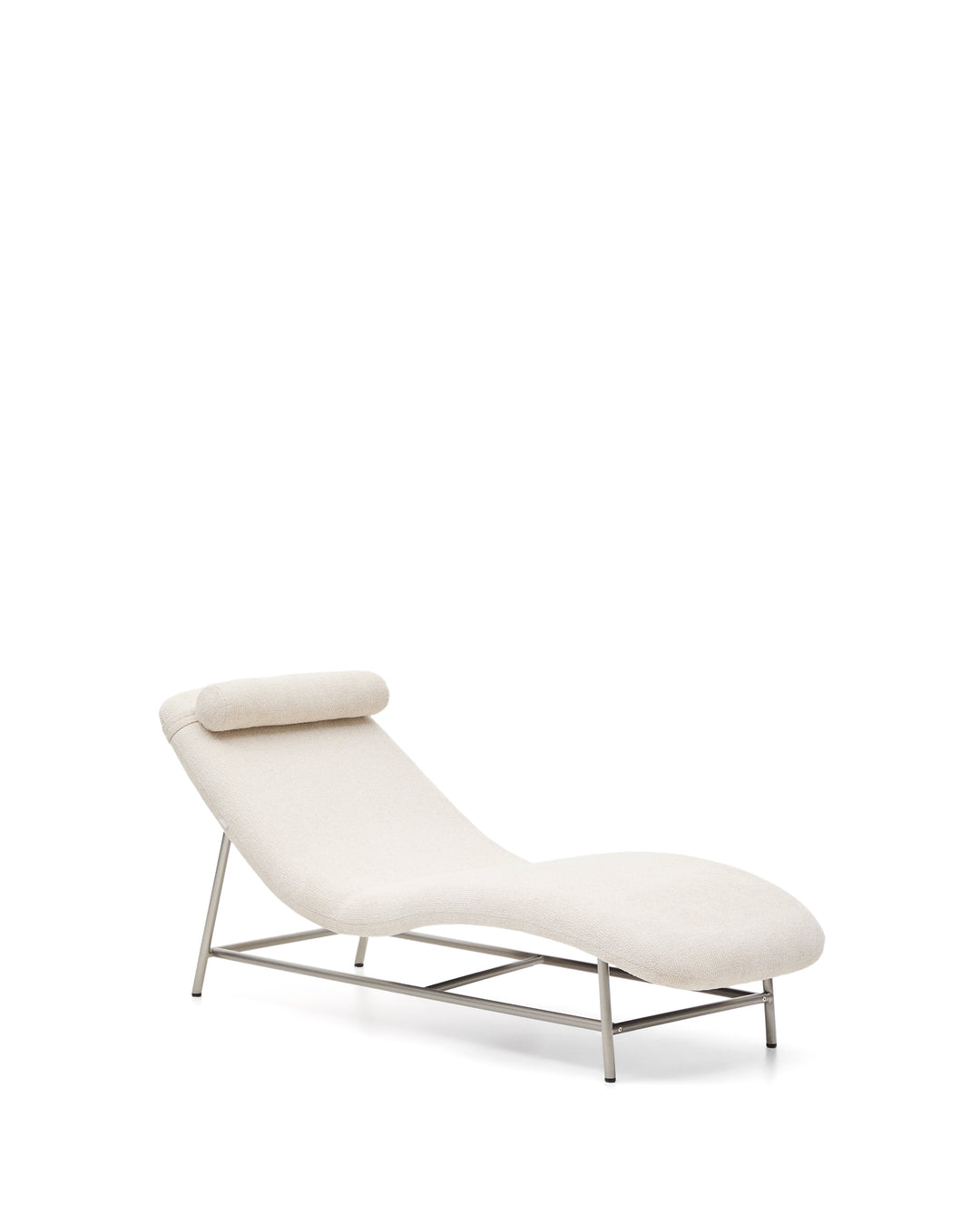 KAVE HOME Osla chaiselong beige chenille og børstet rustfrit stål 175x71,5