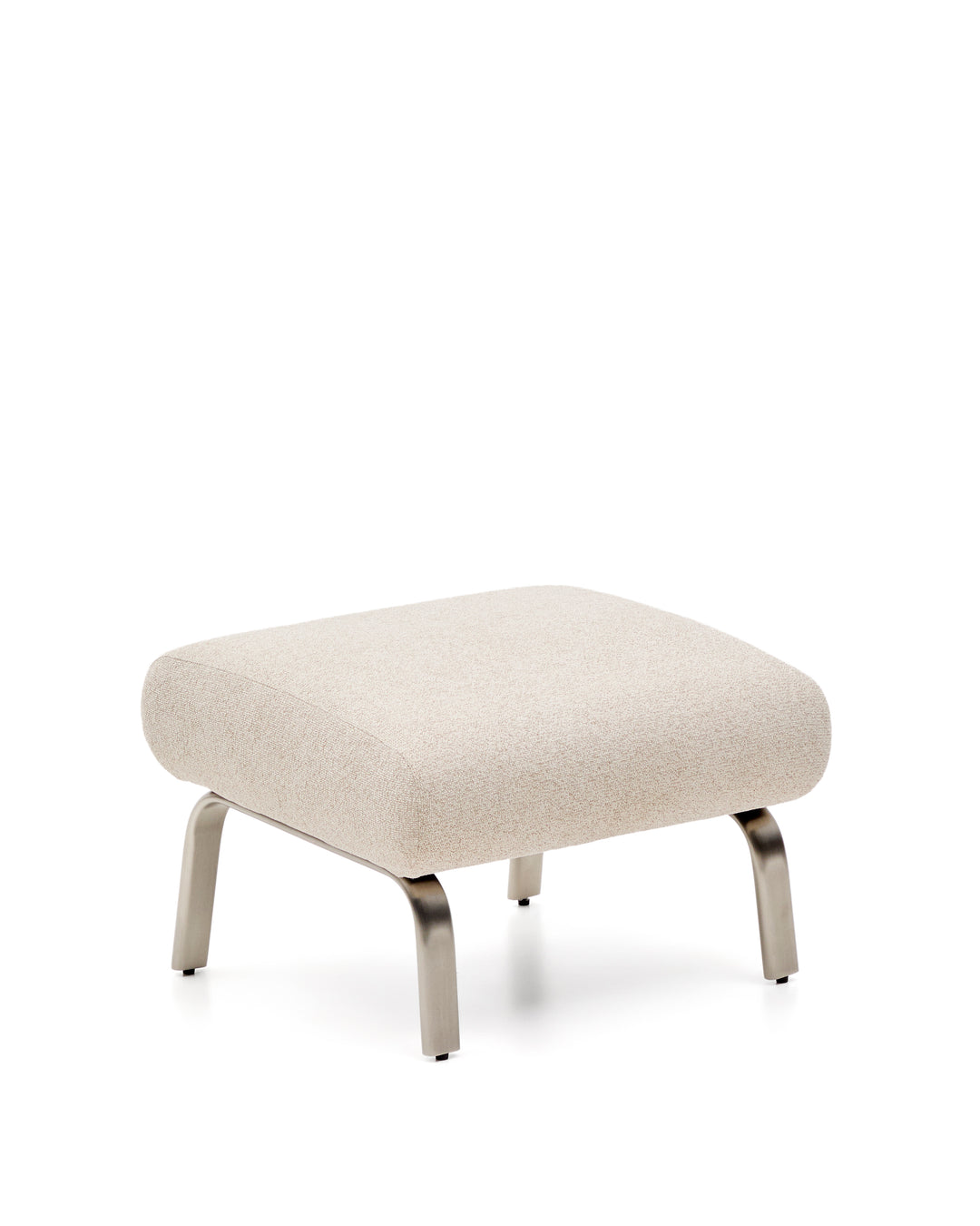 KAVE HOME Amsen fodskammel rektangulær beige chenille og børstet rustfrit stål 68x55