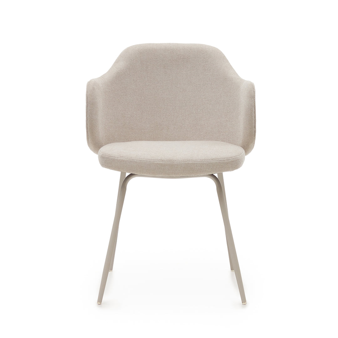 KAVE HOME Yunia spisebordsstol m. armlæn beige stof og beige stål