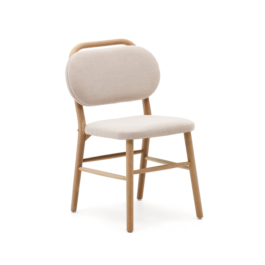 KAVE HOME Helda spisebordsstol beige chenille og natur egetræ
