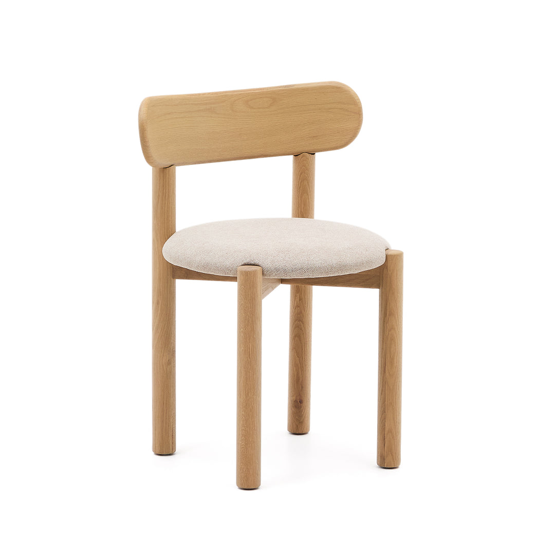 KAVE HOME Nebai spisebordsstol beige chenille og natur egetræ