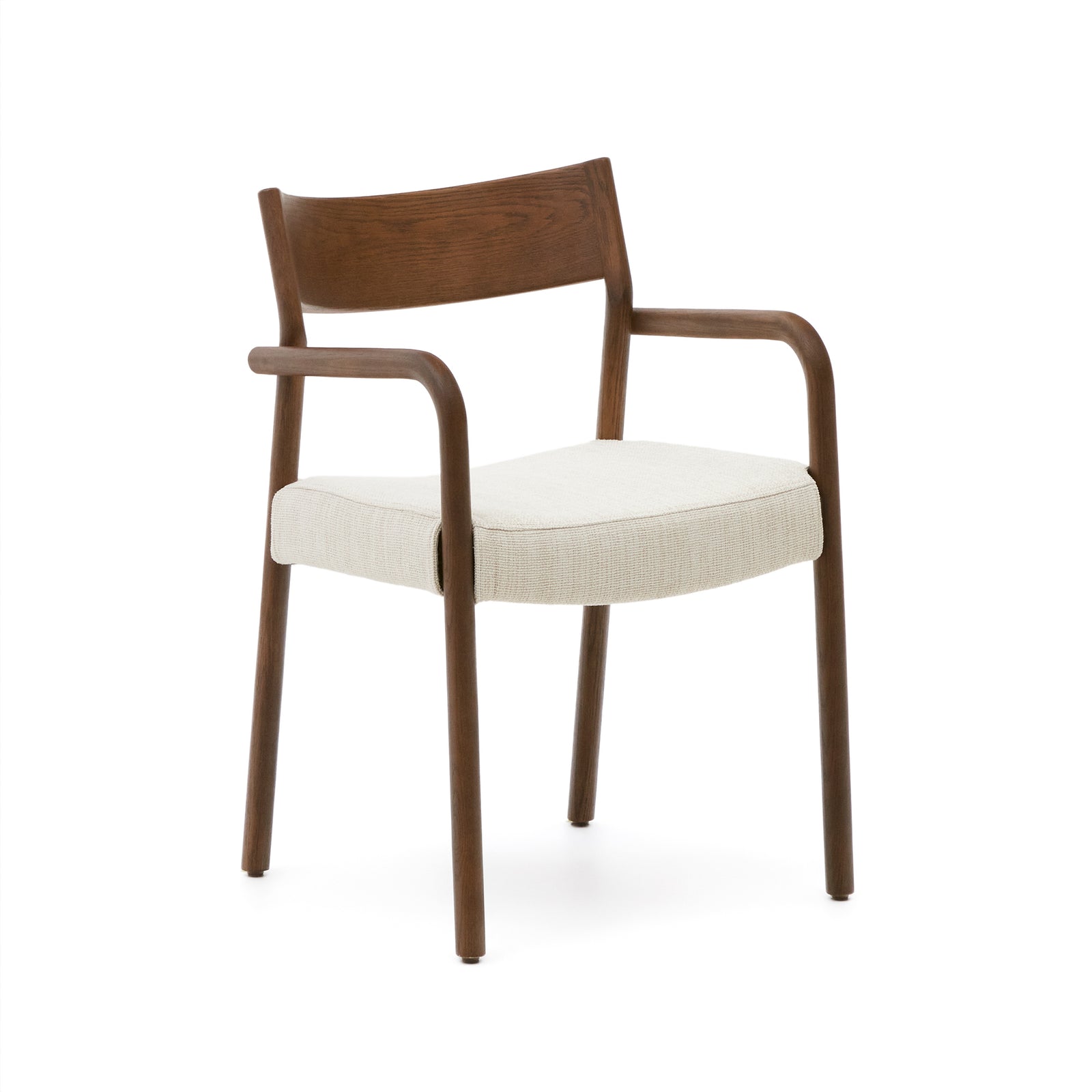 Produktbillede af KAVE HOME Falconera spisebordsstol m. armlæn aftageligt betræk beige chenille/valnøddefinish eg i premium kvalitet