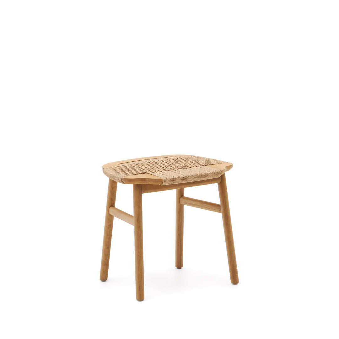 KAVE HOME Enit taburet beige papirsnor og natur egetræ H:43