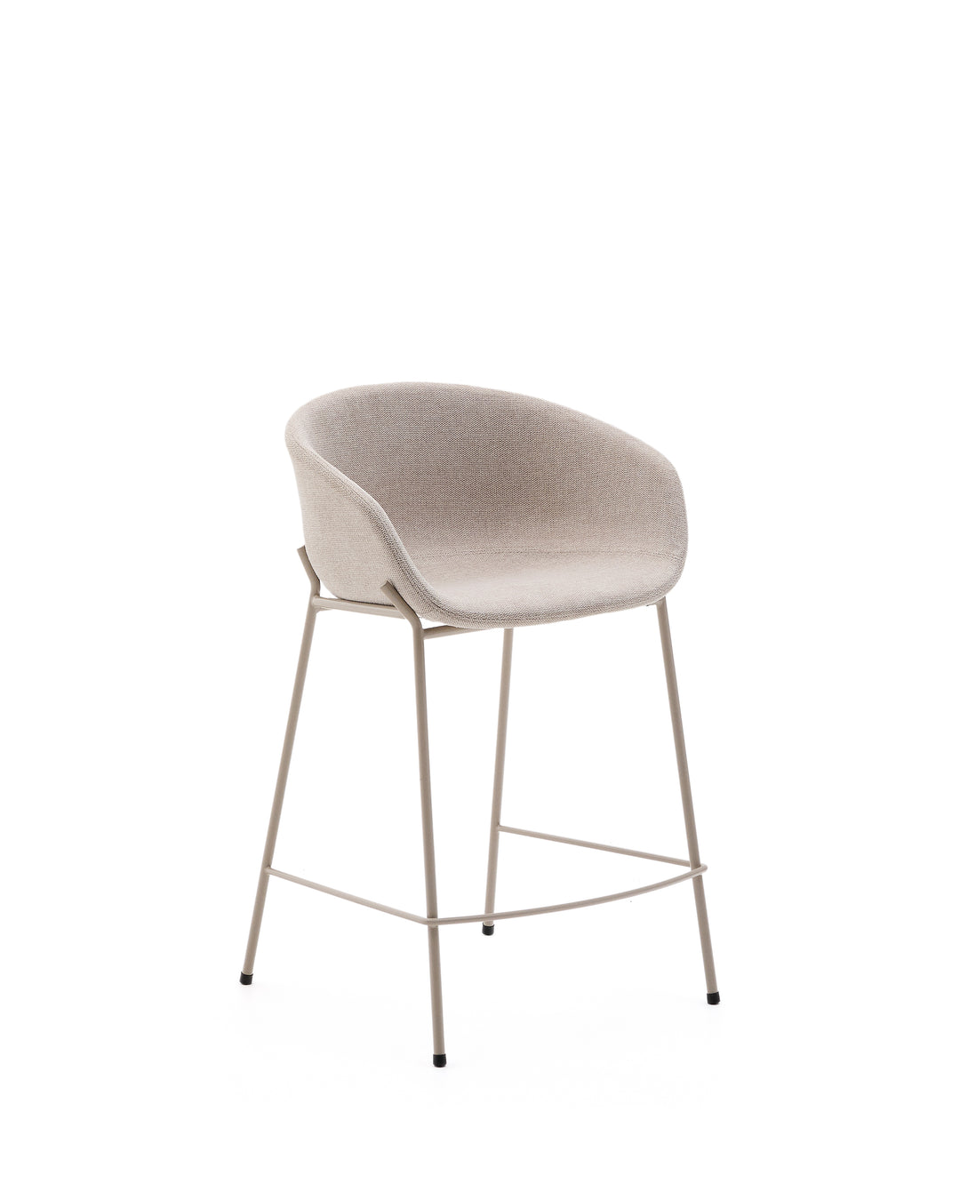 KAVE HOME Yvette barstol m. ryglæn armlæn og fodstøtte beige chenille og beige stål H:65cm